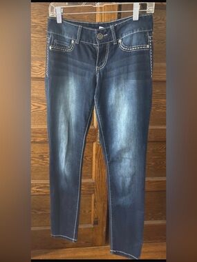 Maurices Dark Blue Skinny Jeans with Contrast Stitching